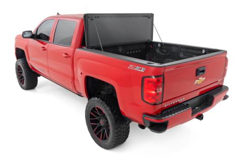 Hard Tri-Fold Flip Up Bed Cover 6 Foot 7 Inch Bed Rail Cap Silverado/Sierra 1500/2500HD/3500HD (14-19) Rough Country