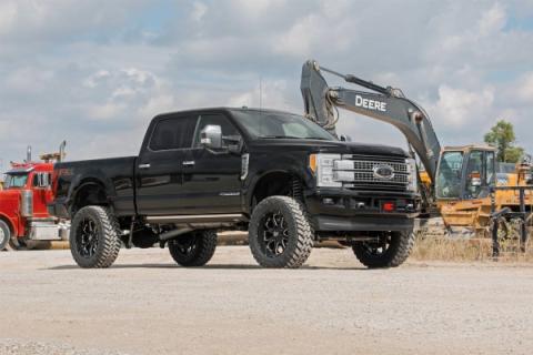 6 Inch Suspension Lift Kit Rear Overload Springs 3.5 inch Axle Diameter w/Front Drive Shaft &amp; V2 Shocks 17-19 F-250/350 4WD Diesel Rough Country