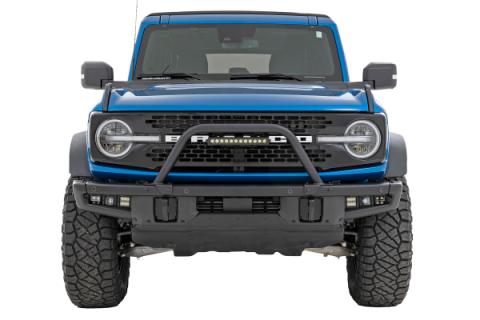 Safari Bar 12 Inch LED Light Bar Black DRL Single Row OE Modular Steel Ford Bronco (21-25) Rough Country