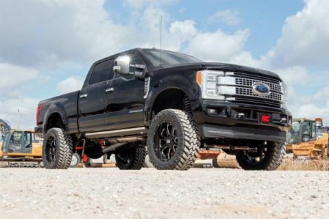6 Inch Suspension Lift Kit w/Radius Arms &amp; V2 Shocks No Overload Springs 4 Inch Axle Diam 17-19 F-250/350 4WD Diesel Rough Country