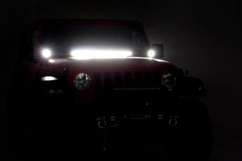 Jeep JL/Gladiator 2 Inch LED Lower Windshield Kit Black Series For 18-Pres Wrangler JL/20-Pres Gladiator Rough Country