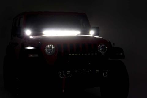 Jeep 2 Inch LED Cube Easy-Mount Kit 18-20 Wrangler JL 20-Up Gladiator-Black Series w/White DRL Rough Country