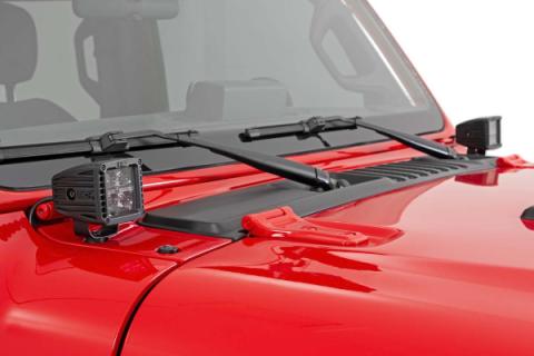 Jeep 2 Inch LED Cube Easy-Mount Kit 18-20 Wrangler JL 20-Up Gladiator-Black Series Rough Country