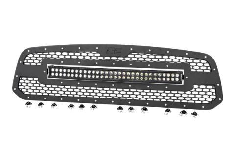 Dodge Mesh Grille 30 Inch Dual Row Black Series LED w/Cool White DRL 13-18 RAM 1500 Rough Country