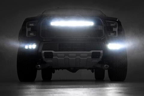 Ford Triple LED Fog Light Kit Black Series w/White DRL 17-19 F-150 Raptor Rough Country