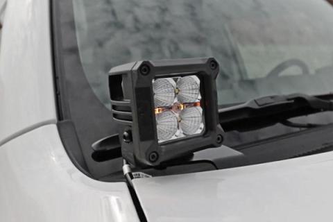 Toyota 4Runner 2 Inch LED Lower Windshield Ditch Kit Black Series w/Flood Beam For 10-Pres 4Runner Rough Country