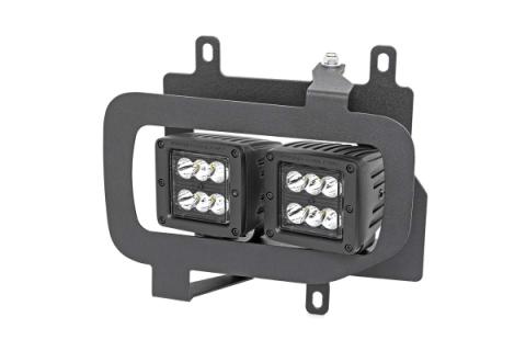 LED Light Kit Fog Mount Dual 2 Inch Black Pairs Spot/Flood Ford F-150 (15-17) Rough Country