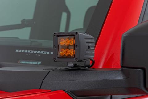 2 Inch LED Light Pods Spot Beam Amber Lens Square Rough Country