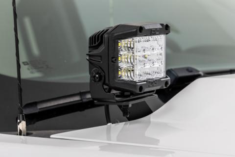 LED Ditch Light Kit 2in Black Pair Flood Silverado/Sierra 1500 (14-18 &amp; Classic) Rough Country
