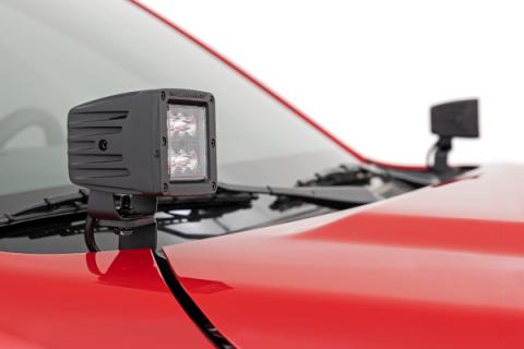 LED Light Kit Ditch Mount 2 Inch Black Pair Amber DRL Nissan Frontier (22-26) Rough Country