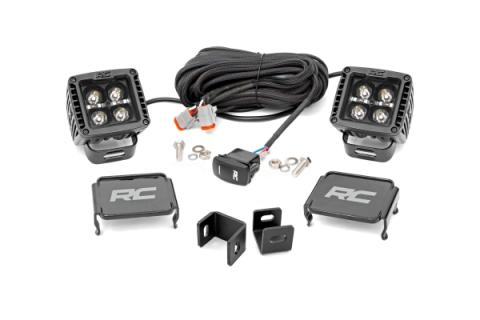 LED Light Kit Ditch Mount 2 Inch Black Pair Amber DRL Toyota Tundra (22-26) Rough Country