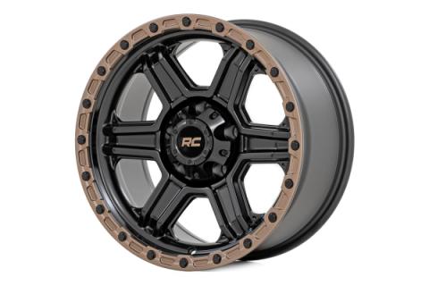 79 Series Wheel One-Piece Semi Gloss Black w/Bronze Ring 15x8 5x5.5 -19mm Rough Country