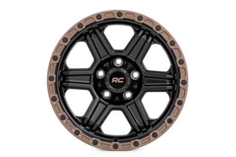 79 Series Wheel One-Piece Semi Gloss Black w/Bronze Ring 15x8 5x5.5 -19mm Rough Country