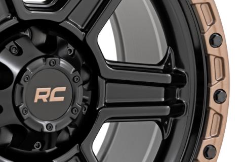 79 Series Wheel One-Piece Semi Gloss Black w/Bronze Ring 17x8.5 6x5.5 0mm Rough Country
