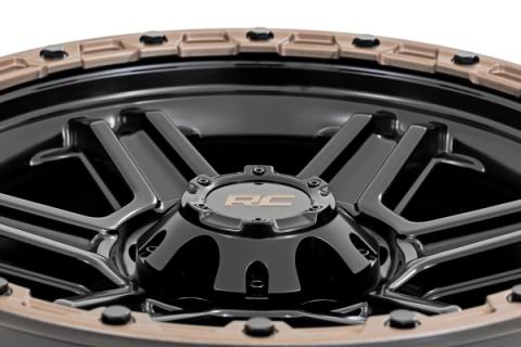 79 Series Wheel One-Piece Semi Gloss Black w/Bronze Ring 17x8.5 6x5.5 0mm Rough Country