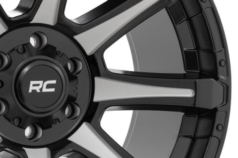 81 Series Wheel One-Piece Semi Gloss Black w/machined spokes 20x9 5x150 +18m Rough Country