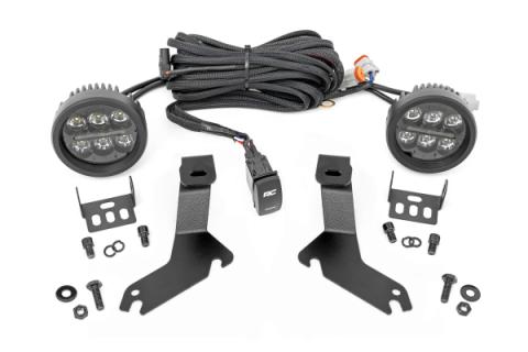 LED Light Kit Ditch Mount Black Series Round 3.5 Inch Amber DRL Chevy 1500 (99-06) Rough Country