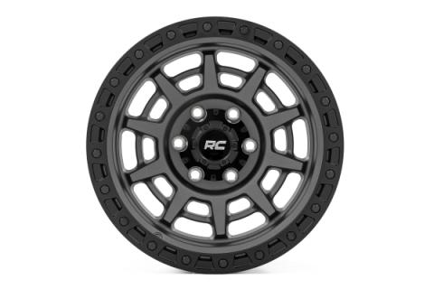 85 Series Wheel Simulated Beadlock Gunmetal Gray/Black 17x9 5x5.5 -0mm Rough Country