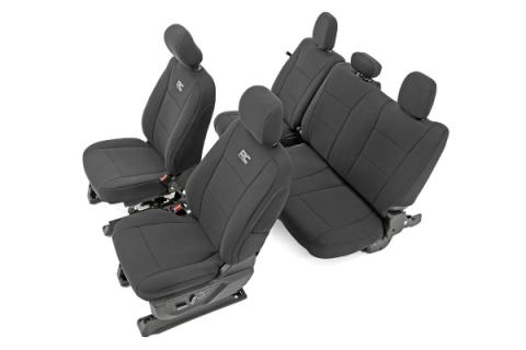 F-150 Neoprene Front &amp; Rear Seat Cover Black 15-20 F-150 XL, XLT Rough Country