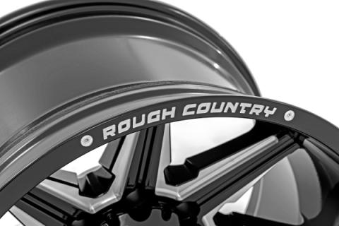 91 Series Milled One-Piece Gloss Black 20x12 8x180 -44mm Rough Country