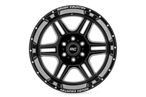 92 Series Wheel Machined One-Piece Gloss Black 20x12 8x6.5 -44mm Rough Country