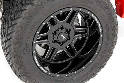 92 Series Wheel Machined One-Piece Gloss Black 22x12 6x5.5 -44mm Rough Country