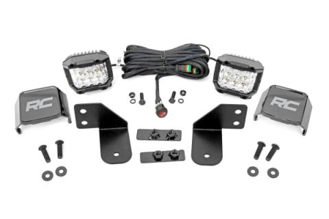 LED Light RR Cage Mount 2 Inch Chrome Pair Wide Angle Polaris Ranger 1000/Ranger XP 900/1000 Rough Country