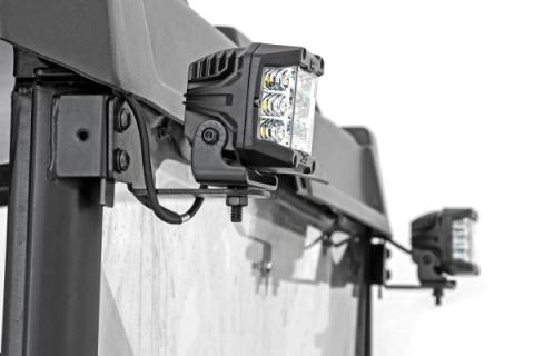 LED Light RR Cage Mount 2 Inch Chrome Pair Wide Angle Polaris Ranger 1000/Ranger XP 900/1000 Rough Country