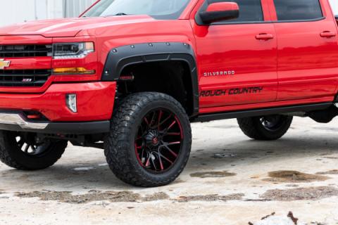 Fender Flares Defender l 5 Foot 9 Inch Bed G9K Satin Steel Chevy Silverado 1500 (14-18 &amp; Classic) Rough Country