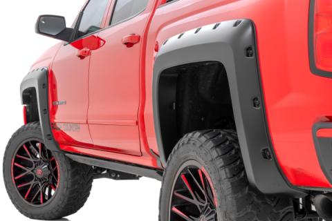 Pocket Fender Flares 6 Foot 7 Inch &amp; 8 Foot Bed GXG Tungsten Chevy Silverado 1500 (14-18)/2500HD Rough Country
