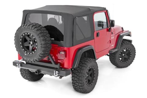 Jeep Replacement Soft Top Black 97-06 TJ Wrangler Half Steel Doors Rough Country