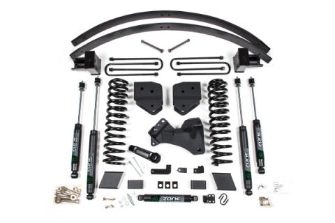 17-19 Ford F-250/F-350 Super Duty 6 Inch Lift Kit 3 Inch Rear Block Diesel 3 Leaf Main Nitro Shocks Zone Offroad