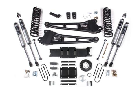 13-18 Ram 3500 4WD (Diesel) 6 Inch Radius Arm Suspension Lift Kit, 8-Bolt Indexing Ring, 5 Inch Rear Lift, Block - Fox 2.5 Performance Elite Series Shocks BDS Suspension