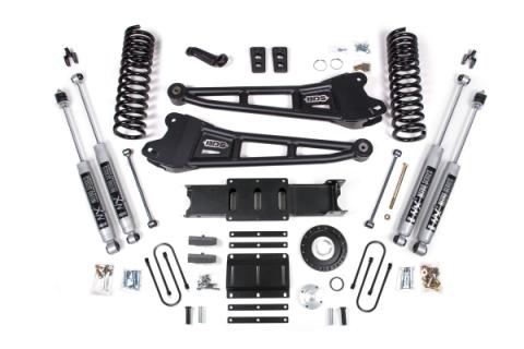13-18 Ram 3500 4WD (Diesel) 6 Inch Radius Arm Suspension Lift Kit, 8-Bolt Indexing Ring, 5 Inch Rear Lift, Block - Fox 2.0 IFP Performance Series Shocks BDS Suspension