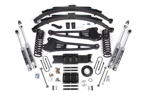 13-18 Ram 3500 4WD (Diesel) 6 Inch Radius Arm Suspension Lift Kit, 8-Bolt Indexing Ring, 4 Inch Rear Lift, Block - Fox 2.0 IFP Performance Series Shocks BDS Suspension