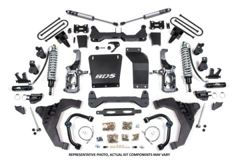 11-19 Chevrolet Silverado 2500HD/3500HD - GMC Sierra 2500HD/3500HD 4WD 6.5 Inch Coilover Conversion Kit, 5 Inch Rear Lift, Block w/o Overload - Fox 2.5 Performance Elite Series C/O, Fox 2.5 Performance Elite Series Shocks BDS Suspension