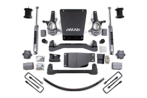 07-13 Chevrolet Silverado 1500 - GMC Sierra 1500 4WD 6 Inch Suspension Lift Kit, 4.5 Inch Rear Lift, Block and Add-A-Leaf, Fox 2.0 IFP Performance Series Shocks BDS Suspension