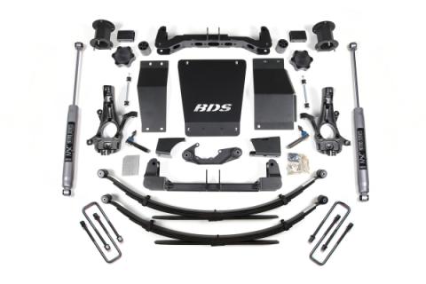 14-18 Chevrolet Silverado 1500 - GMC Sierra 1500 4WD 4.5 Inch Suspension Lift Kit (Aluminum / Stamped Steel), 4 Inch Rear Lift, Leaf Springs, NX2 Nitro Series Shocks BDS Suspension