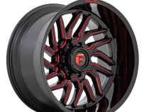 Aluminum Wheels 22X12 Hurricane D808 5 On 139.7 Gloss Black/Red Milled 78.1 Bore -44 Offset Fuel Off Road Wheels