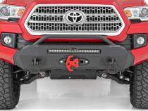 Front Bumper Hybrid with 9500-Lb Pro Series Winch Black Series with White DRL LED Light Bar 16-22 Toyota Tacoma 4WD Rough Country