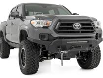 Front Bumper High Clearance Hybrid with 12000 Lb Pro Series Winch Synthetic Rope and 20 LED Light Bar 16-22 Toyota Tacoma Rough Country