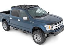 Ford Roof Rack System w/Front and Rear Facing LEDs and 40 Inch Single Row Black Series Light Bar 15-18 Ford F-150 Rough Country