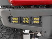 LED Light Kit Fog Mount Triple 2 Inch Black Pair Amber DRL Ford Bronco (21-25) Rough Country