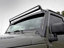 Jeep 50-Inch Straight LED Light Bar Upper Windshield Kit w/ 50 Inch Black Series LED Light 07-18 Wrangler JK Rough Country