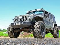 Jeep 50-Inch Straight LED Light Bar Upper Windshield Kit w/ 50 Inch Black Series LED Light 07-18 Wrangler JK Rough Country