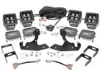LED Light Kit Fog Mount 2 Inch Black Pair Amber DRL Chevy Silverado 2500 HD/3500 HD (11-14) Rough Country
