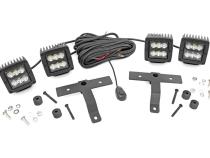 Jeep Quad LED Light Pod Kit -Black Series 18-20 JL 20-Up Gladiator Rough Country