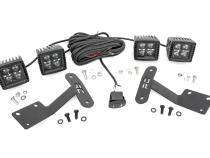 Toyota 2-inch LED Lower Windshield Ditch Kit (14-20 Tundra Black Series w/ Amber White DRL) Rough Country