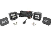 2 Inch Square Cree LED Lights Pair Black Series, Spot Beam Rough Country