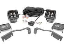 LED Light Kit Ditch Mount 2 Inch Black Pair Amber DRL Nissan Frontier (22-26) Rough Country
